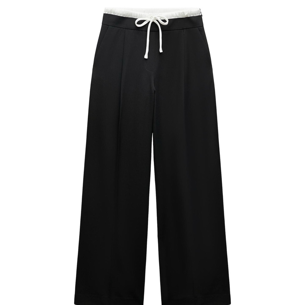 Zara Black Trousers with Cream Tie